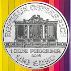AUSTRIA WEINER PHILHARMONIKER SILVER COIN 1,50 Euro 1 Troy ounce 2016