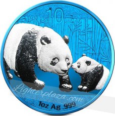 China - 10 Yuan 1 oz zilver 2011 Panda Space Blue Edition in Box