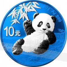 China 10 Yuan 30 g zilver Panda 2020 color- Space Blue Edition 2020