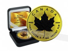 Ag-CND20.5d.1.MapleLeaf Canada 5 dollars 1 oz Silver Maple Leaf 2020  "Space Gold " gold Gilded and  Ruthenium finish