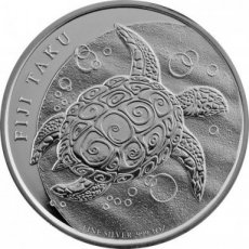 "FIJI TAKU". 2 dollar 1 oz zilver BU Elizabeth II FIJI 2012 "Turtle"