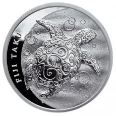 "FIJI TAKU". 2 Dollar 1 oz Zilver BU "Turtle" FIJI 2013