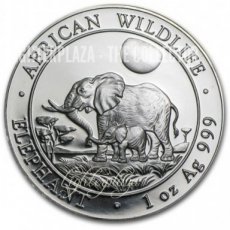 Ag-SOM11.100sh.1.Elephant Somalië 1 oz Zilver Olifanf 2011