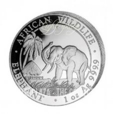 Ag-SOM17.100sh.1.Elephant Somalië 1 oz Zilver Olifant 2017